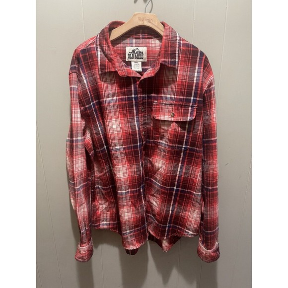 Old Mill | Shirts | Mens Outdoor Flannel Shirt Green Plaid Long Sleeve ...